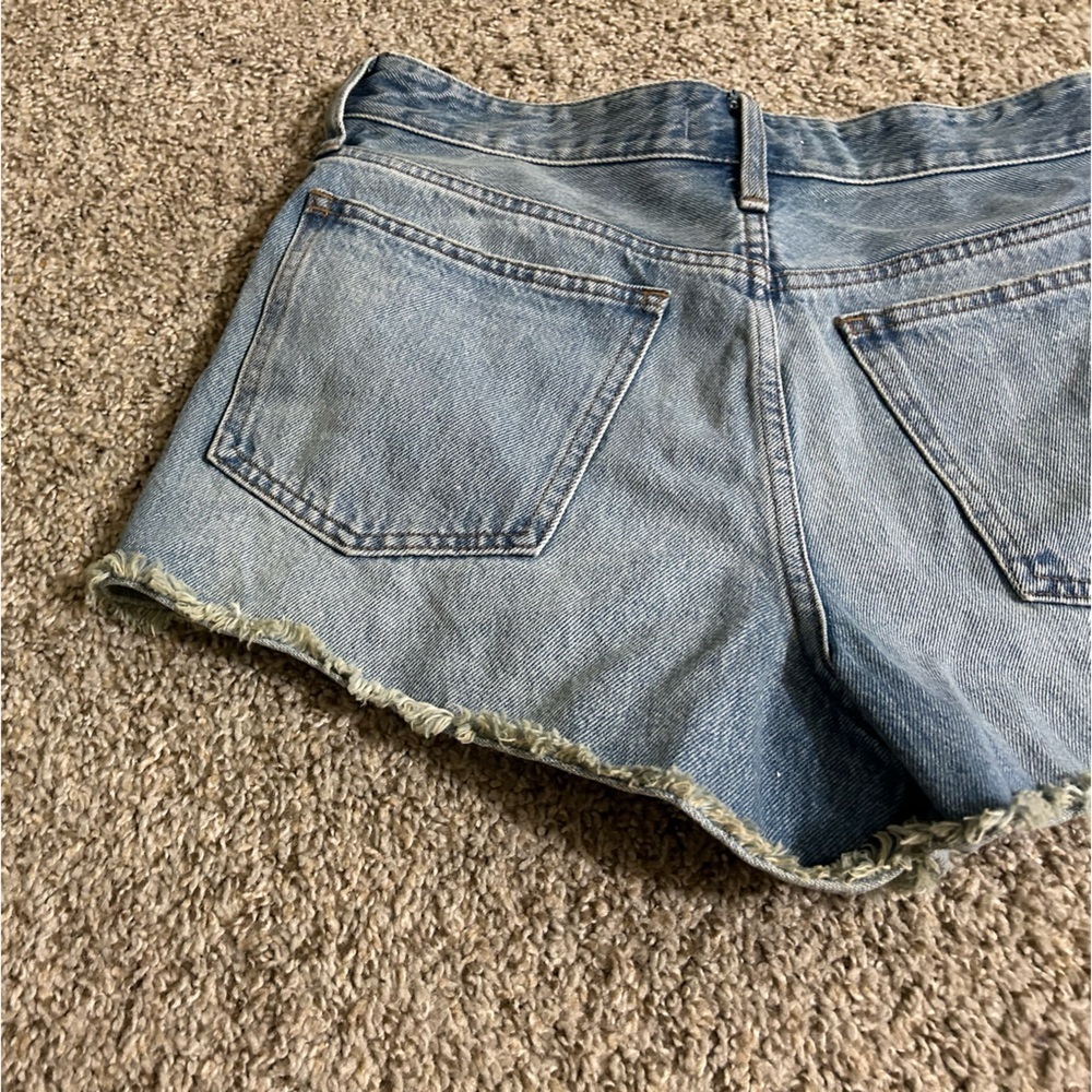 Madewell High Rise Relaxed Denim Shorts Cotton Distressed Cut Off Raw Hem Sz 27 - Picture 10 of 10